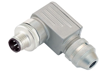 Conector acodado Binder M12-A, 6-8 mm, apantallado, con tornillo, IP67, UL