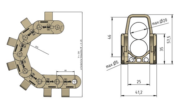 Dibujos de los travesaños extensores E2